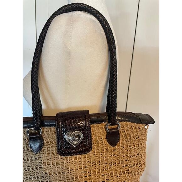 Brighton Woven Shoulder Bag‎ Purse with Leather Straps - Picture 2 of 4